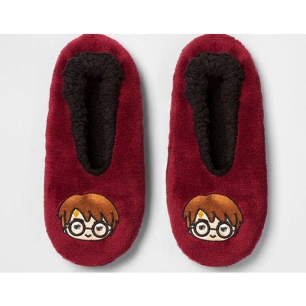 Harry Potter Slippers Unisex 4-7 S/M Maroon Red Sherpa‎ Lined Non-Slip Gripper